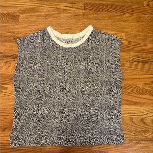 LOFT Black and Cream Leopard Knit Top